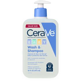 CeraVe Baby Body Wash & Baby Shampoo, Gentle Tear-Free Cleanser for Sensitive Skin & Hair, 16 fl oz