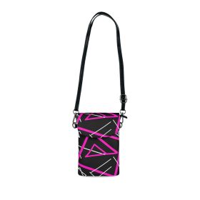Black And Pink Geometric Pattern Crossbody Cell Phone Wallet Purse