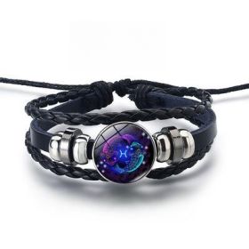 12 Constellations Luminous Bracelet Fashion Nightlight Punk Style Starry Sky Bracelet For Men  Women Children (Option: Pisces)