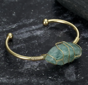 Asgard Crafted Natural Gemstone Bangle (Option: Green Fluorite)