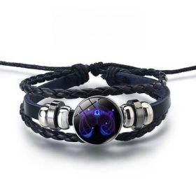 12 Constellations Luminous Bracelet Fashion Nightlight Punk Style Starry Sky Bracelet For Men  Women Children (Option: Libra)