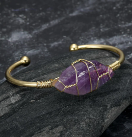 Asgard Crafted Natural Gemstone Bangle (Option: Amethyst)