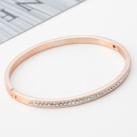 Single Row Stainless Steel Bracelet With Diamond Opening (Option: Rose Gold-50x60mm)