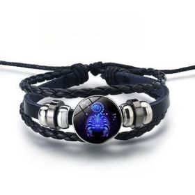 12 Constellations Luminous Bracelet Fashion Nightlight Punk Style Starry Sky Bracelet For Men  Women Children (Option: Scorpio)