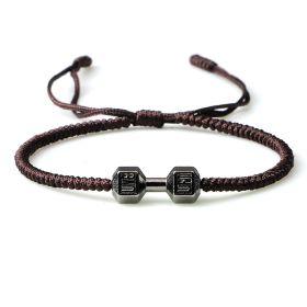 Originality Woven Dumbbell Alloy Bracelet (Option: Brown gun black)