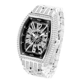 Fashion Personality Full Diamond Barrel Digital Men's Watch (Color: Silver Black)