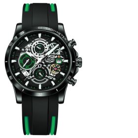 Quartz Watch Skeleton Design Multifunctional (Color: Tape black and green)