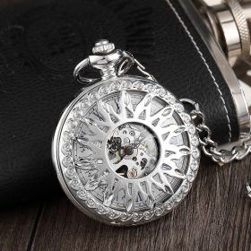 Vintage Men's And Women's Engraved Hollow Automatic Mechanical Pocket Watch (Color: Silver)