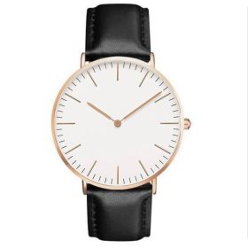 Luxury Rose Gold Watch Women Bracelet Watches Top Brand Ladies Casual Quartz Watch Steel Women's Wristwatch Montre Femme Relogio (Color: Leather Black White)