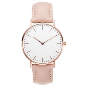 Luxury Rose Gold Watch Women Bracelet Watches Top Brand Ladies Casual Quartz Watch Steel Women's Wristwatch Montre Femme Relogio (Color: Leather Pink)