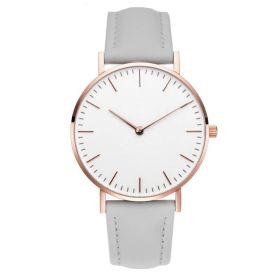 Luxury Rose Gold Watch Women Bracelet Watches Top Brand Ladies Casual Quartz Watch Steel Women's Wristwatch Montre Femme Relogio (Color: Leather Gray)