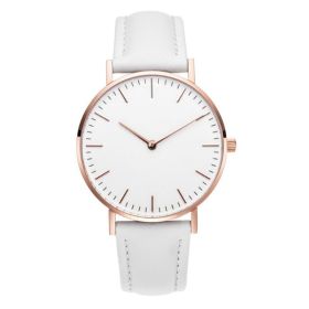 Luxury Rose Gold Watch Women Bracelet Watches Top Brand Ladies Casual Quartz Watch Steel Women's Wristwatch Montre Femme Relogio (Color: Leather White)