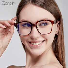 Fashion Square Glasses Frame Women Men Anti Blue Light Oversized Eyewear Optical Spectacle Goggles Leopard Eyeglass (Lens Color: blue)