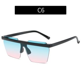 Fashion Rimless Square Sunglasses Women Glasses Retro Sunglass Men Ocean Lens Eyewear UV400 Sun Glass Gradient Brown Shades (Lens Color: black green pink)