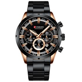 CURREN Men Watch Top Brand Luxury Sports Quartz Mens Watches Full Steel Waterproof Chronograph Wristwatch Men Relogio Masculino (Color: Gold black)