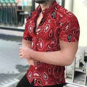 2022 Men's Summer Lapel T-Shirt Shirts Hawaiian Short Sleeve Shirts short sleeve (Color: As shown)