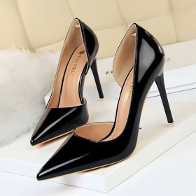 Women Pumps; High-heeled shoes; simple stilettos; metal wind high-heeled shoes; pointed; hollow sides; sexy women's shoes. (colour: Golden)