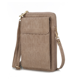 MKF Collection Caddy Vegan Leather Women Phone Wallet Crossbody by Mia k (Color: Taupe)