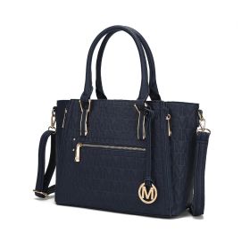 MKF Collection Cairo M Signature Satchel Handbag by Mia k (Color: Navy)