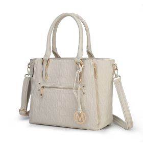 MKF Collection Cairo M Signature Satchel Handbag by Mia k (Color: beige)