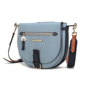 MKF Collection Drew Vegan Leather Color Block Women's Shoulder Bag by Mia k (Color: Denim)