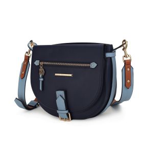 MKF Collection Drew Vegan Leather Color Block Women's Shoulder Bag by Mia k (Color: Navy)