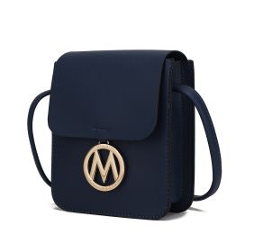 MKF Collection Skylar Messenger Handabag Vegan Leather Womens by Mia K (Color: Navy)