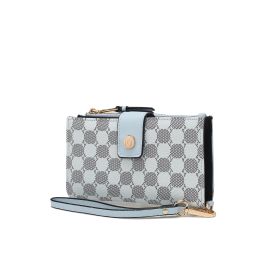 Solene Circular Print Vegan Leather Women Wristlet Wallet (Color: Light Blue)