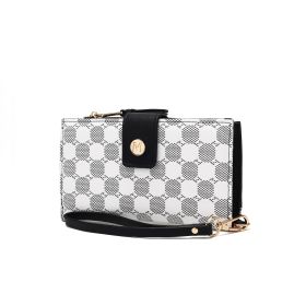 Solene Circular Print Vegan Leather Women Wristlet Wallet (Color: Black)