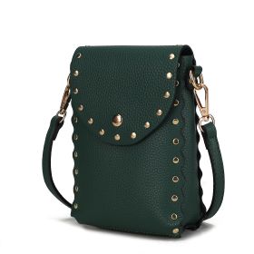 Filomena Vegan Leather Women Crossbody Bag (Color: Dark Green)