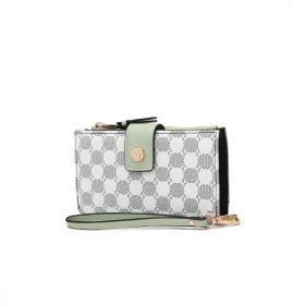 Solene Circular Print Vegan Leather Women Wristlet Wallet (Color: Mint)