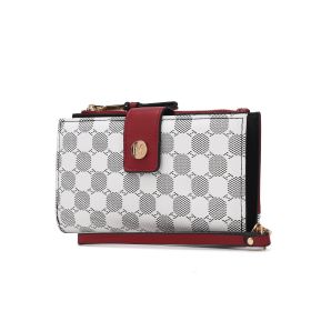 Solene Circular Print Vegan Leather Women Wristlet Wallet (Color: Red)