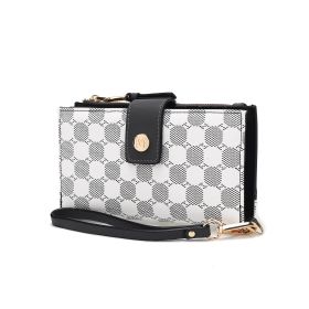 Solene Circular Print Vegan Leather Women Wristlet Wallet (Color: Charcoal)