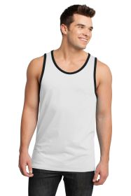 District Young Mens Cotton Ringer Tank DT1500 (Color: White/Black)