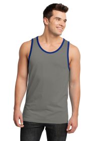 District Young Mens Cotton Ringer Tank DT1500 (Color: Grey/ Deep Royal)