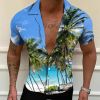 2022 new European and American men's shirts 3D digital printing shirts