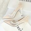 Women Pumps; Sexy heels; women's shoes; stiletto heels; pointed toe heels; mesh cutout lace trims