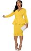 Women's Off Shoulder V Neck Ruffle Peplum Bodycon Midi Dress Wrap Cocktail Party Work Pencil Dresses