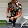 European and American New Men's Casual Shirts Short Sleeve 3D Printing Men's Shirts