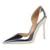 Women Pumps; High-heeled shoes; simple stilettos; metal wind high-heeled shoes; pointed; hollow sides; sexy women's shoes.