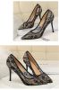 Women Pumps; Sexy heels; women's shoes; stiletto heels; pointed toe heels; mesh cutout lace trims