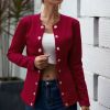 European and American women's fashion long-sleeved solid color double-breasted small blazer