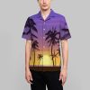 Summer Hot Sale Hawaiian Men's Shirt Purple Landscape 3D Digital Printing