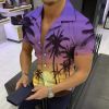 Summer Hot Sale Hawaiian Men's Shirt Purple Landscape 3D Digital Printing