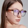 Fashion Square Glasses Frame Women Men Anti Blue Light Oversized Eyewear Optical Spectacle Goggles Leopard Eyeglass