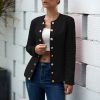 European and American women's fashion long-sleeved solid color double-breasted small blazer