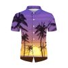 Summer Hot Sale Hawaiian Men's Shirt Purple Landscape 3D Digital Printing