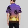 Summer Hot Sale Hawaiian Men's Shirt Purple Landscape 3D Digital Printing