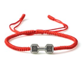 Originality Woven Dumbbell Alloy Bracelet (Option: Red Silver)