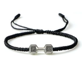 Originality Woven Dumbbell Alloy Bracelet (Option: Black silver)